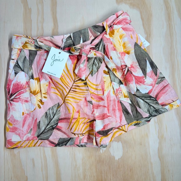 Joie Pants - Joie Jaklynn Tropical Linen Tie Waist Shorts NWT Size 4